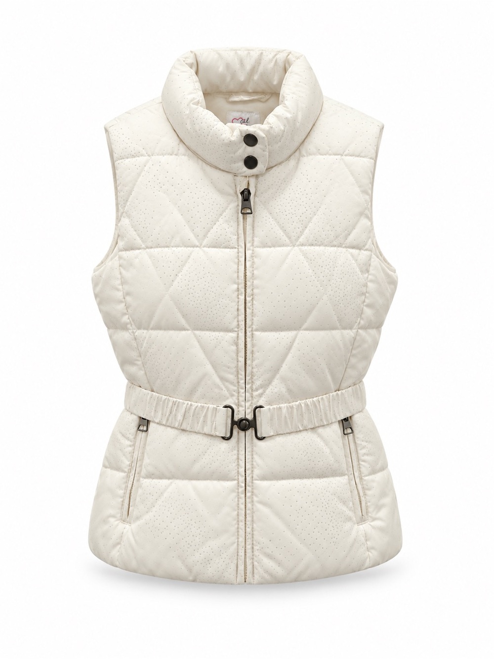 The Children's Place Cream Quilted Belted Puffer Vest
